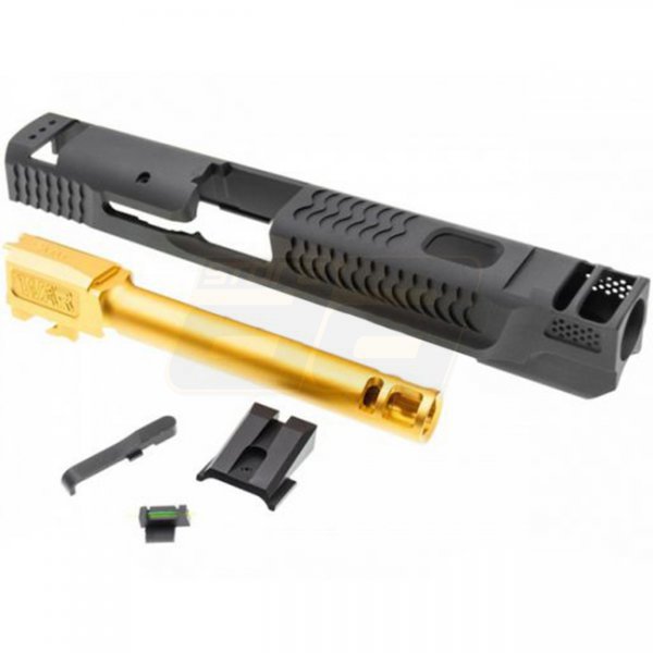 JDG Marui M&P9 GBB WAR Afterburner M&P 1.0 Slide & Gold Barrel Set - Grey