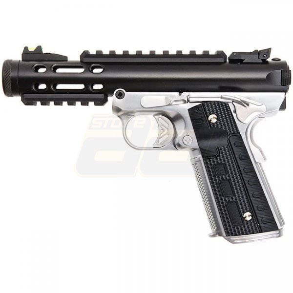 WE Galaxy 1911 Gas Blow Back Pistol Silver Frame - Black