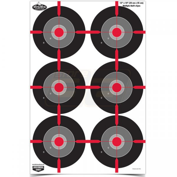 Birchwood Casey Dirty Bird 12 x 18 Multiple Bulls-Eye Target 8 Pack