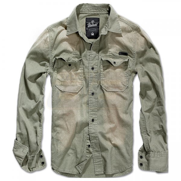 Brandit Denimshirt Hardee - Olive / Grey - M