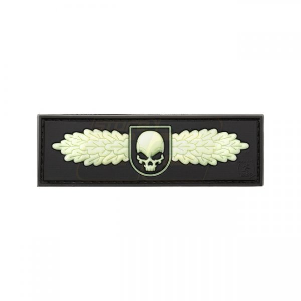 JTG SOF Skull Badge Rubber Patch - Glow in the Dark