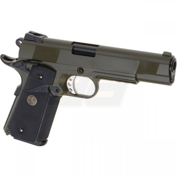 WE M1911 MEU Tactical Gas Blow Back Pistol - Olive