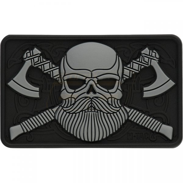 M-Tac Bearded Skull 3D Rubber Patch - Grey