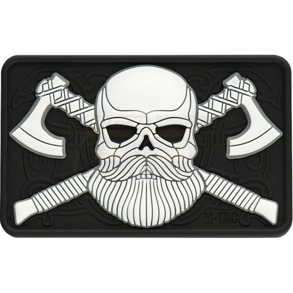 M-Tac Bearded Skull 3D Rubber Patch - White