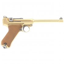 WE P08 6 Inch Gas Blow Back Pistol - Gold