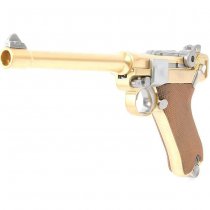 WE P08 6 Inch Gas Blow Back Pistol - Gold