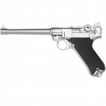 WE P08 6 Inch Gas Blow Back Pistol - Silver